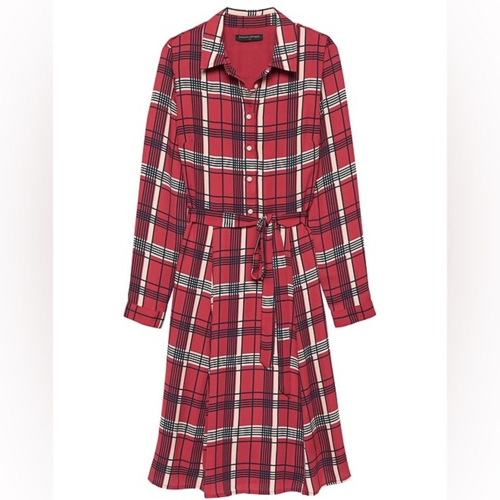 Banana Republic - Plaid Tailored Shirt Dress